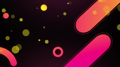 animation of yellow and pink colourful shapes on black background