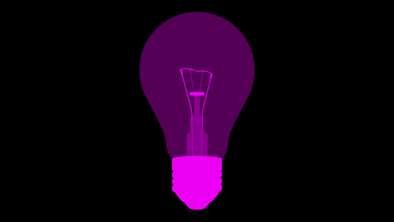 Light Bulb Icon Idea, Modern Light Bulb Line Icon Animation on Black background, non-flammable bulb, have great idea - Pink