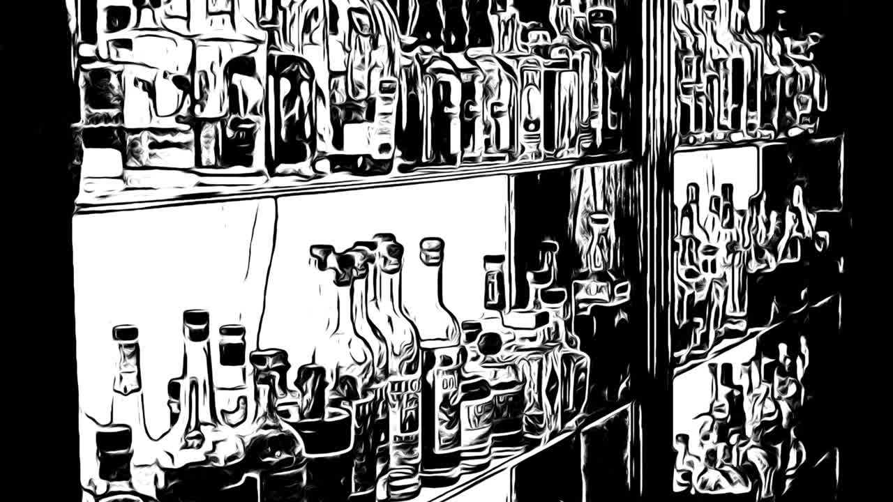 Black and White animation of liquor on shelf