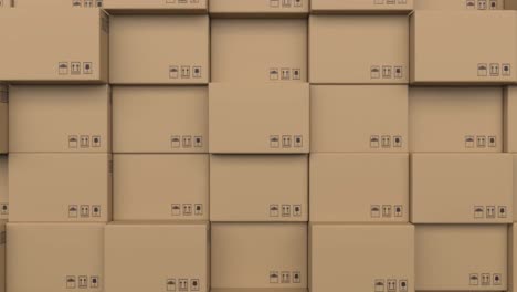 animation of stack of cardboard boxes moving on seamless loop