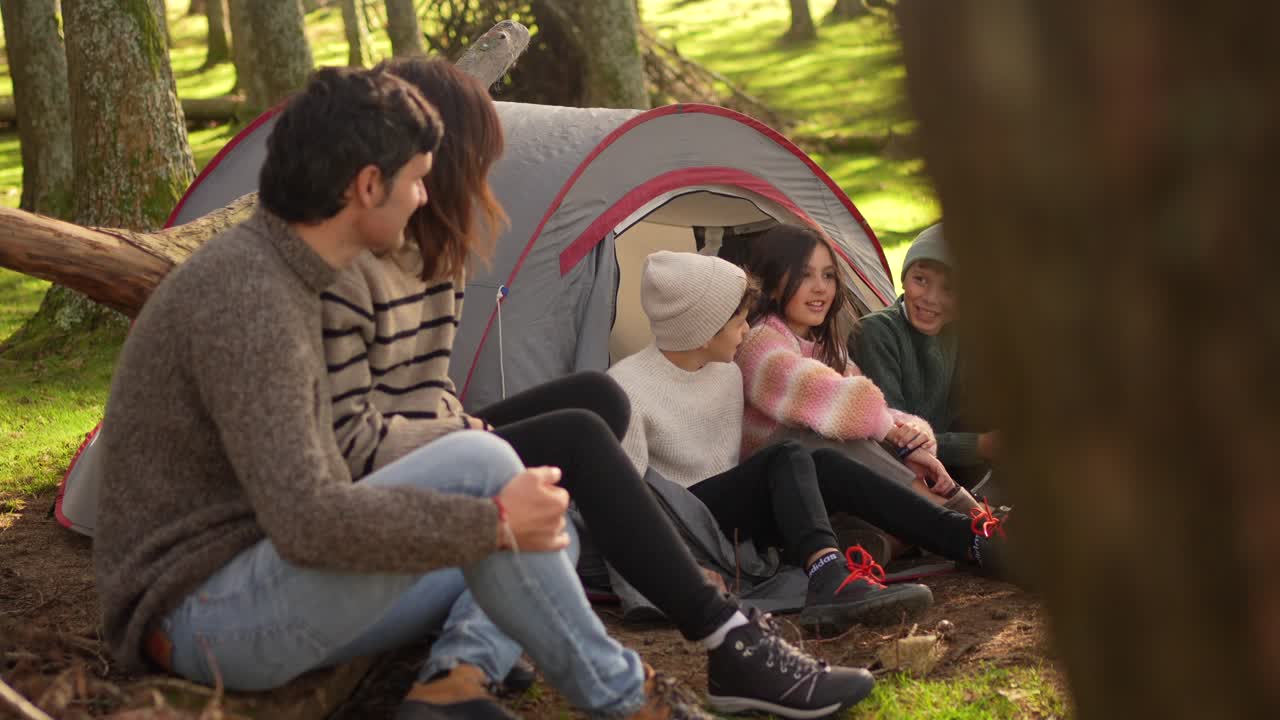 Family Camping in the Woods