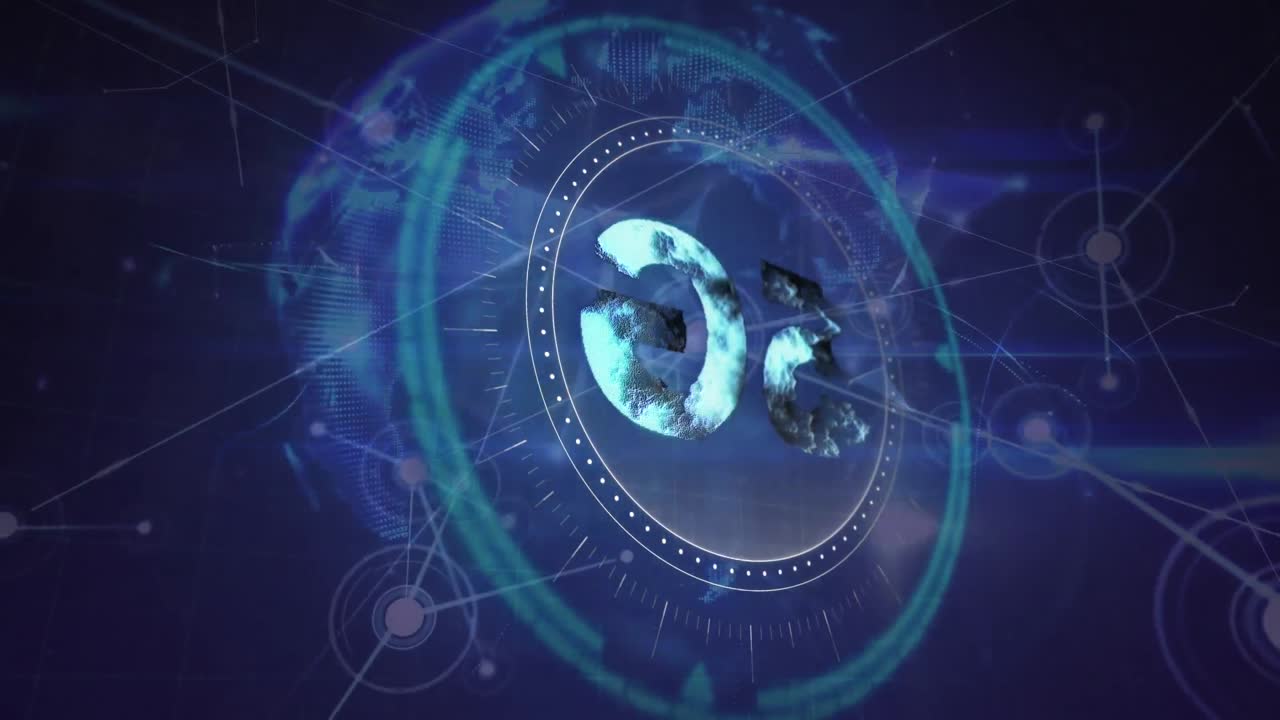 animación de 5g, círculo, conexiones, formas y globo en fondo marino