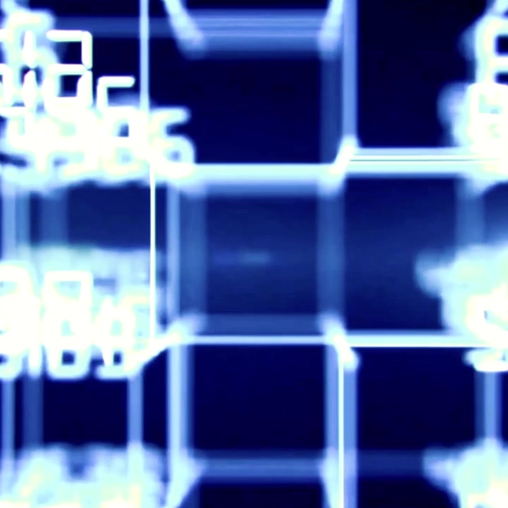 Glowing Digital Numbers and Lines Flowing in a Blue Grid Background