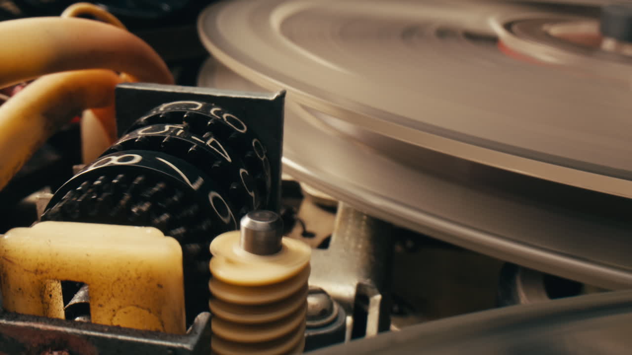 빈티지 레코드 플레이어 메커니즘의 클로즈업