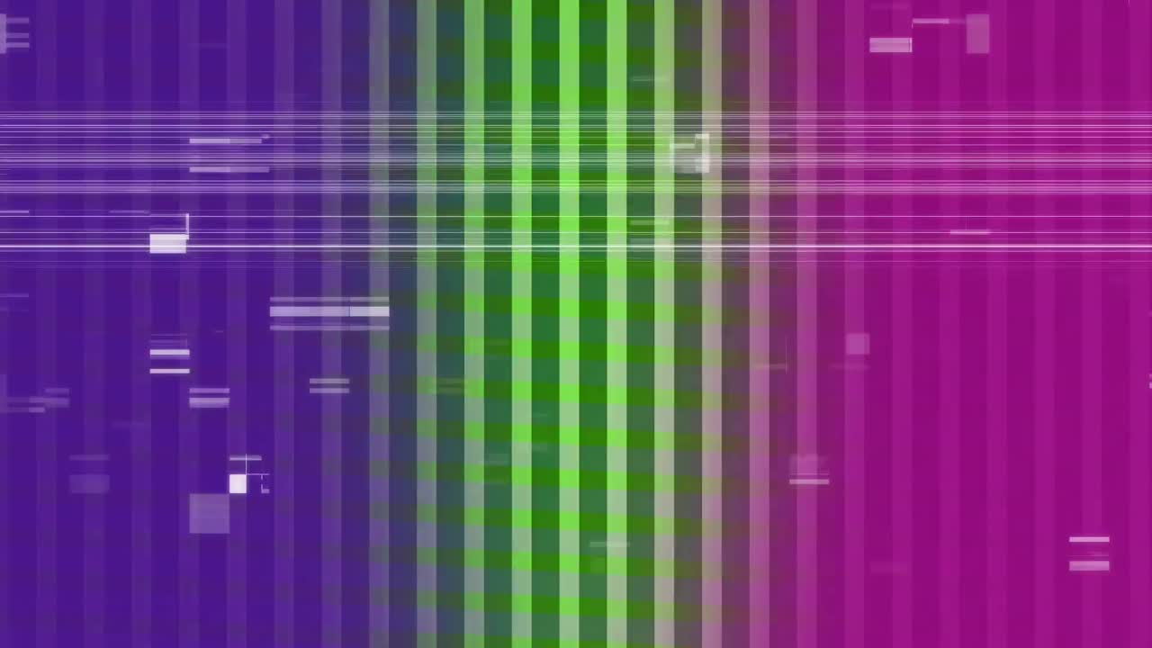 Animation of scrambled TV against grid pattern on tricolor background