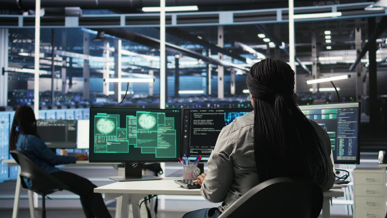 Server farm engineering team collaborating to protect against data theft