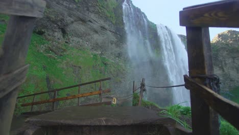 seljalandsfoss waterfall in slo-mo filmed during summer in iceland