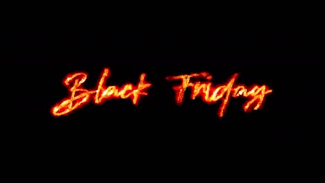 fire burn text of black friday word. the golden red shine lighting of black friday loop animation.4k 3d rendering isolated transparent with alpha channel quicktime prores 4444.