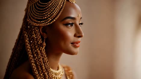 una mujer hermosa con trajes tradicionales indios.