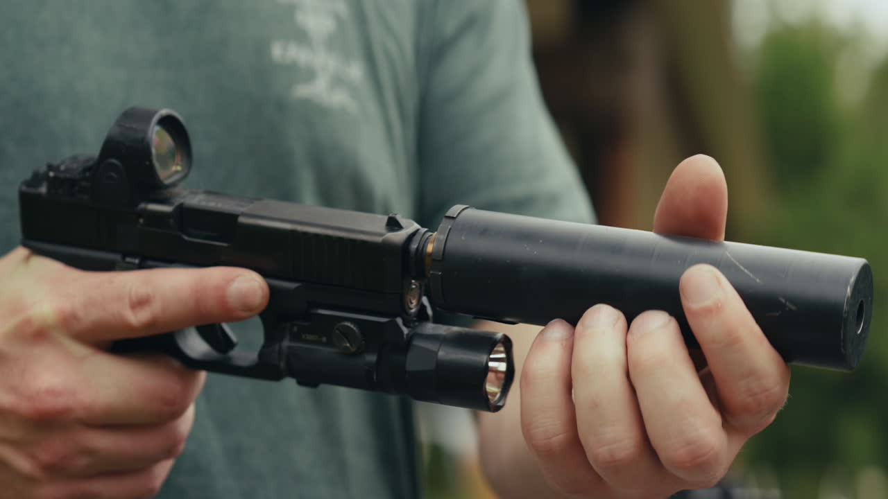 Handgun with silencer