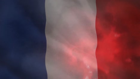 Animation-Der-Flagge-Frankreichs-über-Beleuchtung-Im-Hintergrund
