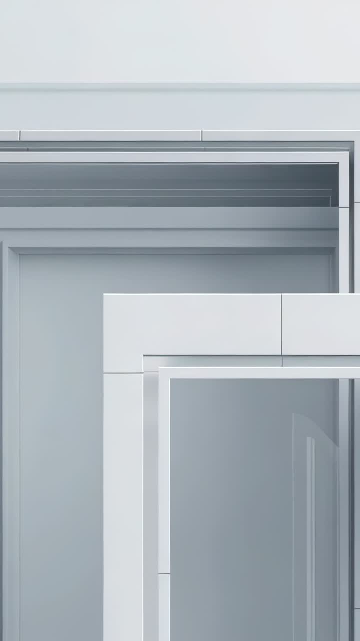 Vertical video: Starting camera upward pan, showing white frame, glass on facade to show detail