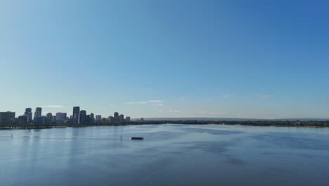 aerial flight over perth's swan river on perfectly clear summers day
