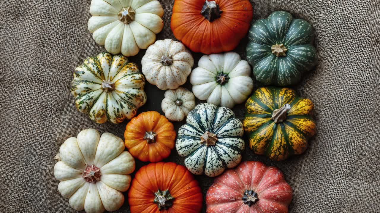 una colección de calabazas de colores