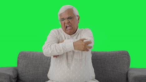 Sick-Indian-old-man-suffering-from-arthritis-Green-screen