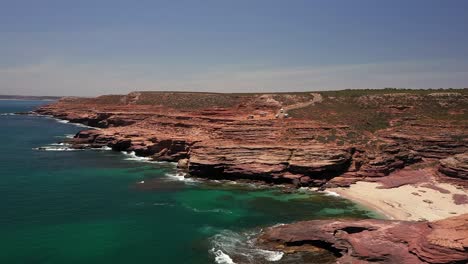 kalbarri batavia coast cliffs on the ocean in west australia - aerial