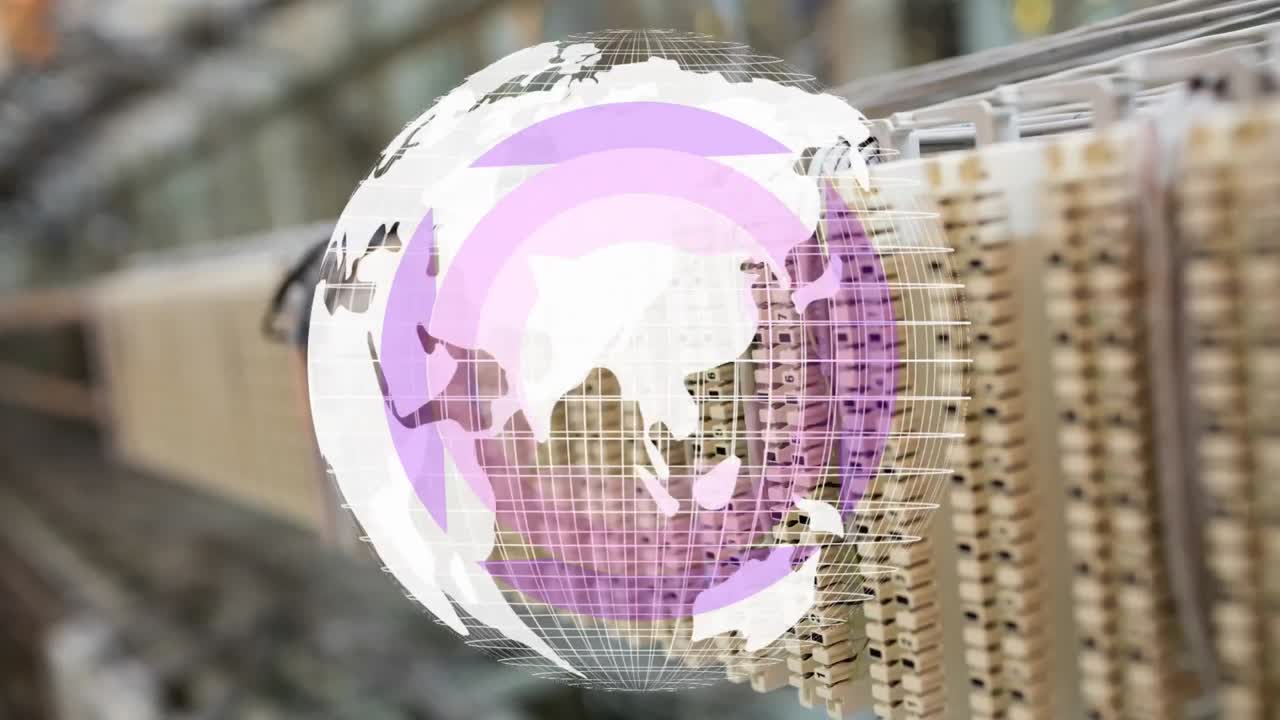 서버 배경에서 회전하는 디지털 지구