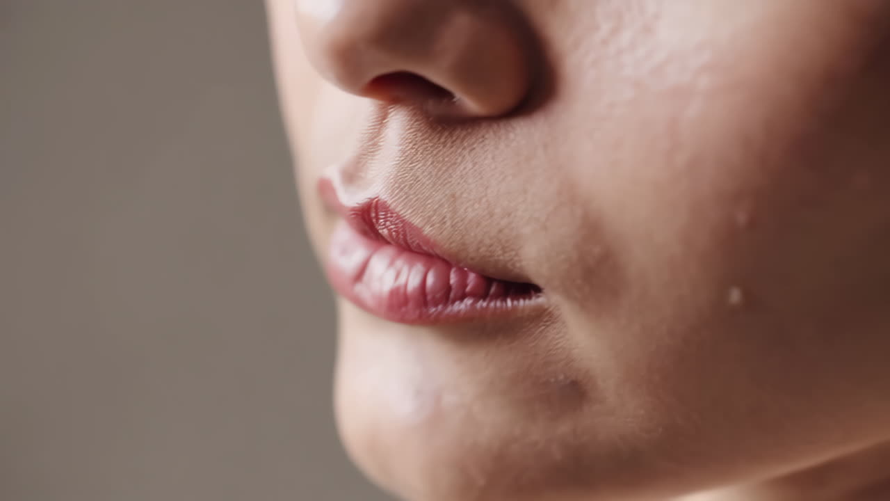 Close-up of a woman's face and mouth