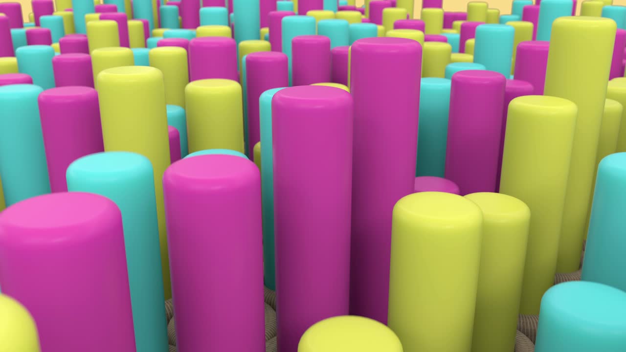 fondo abstracto en bucle 3d de cilindros. geometría minimalista.