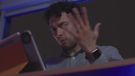 Concept of a businessman betting on sports and is upset that he lost the bet
