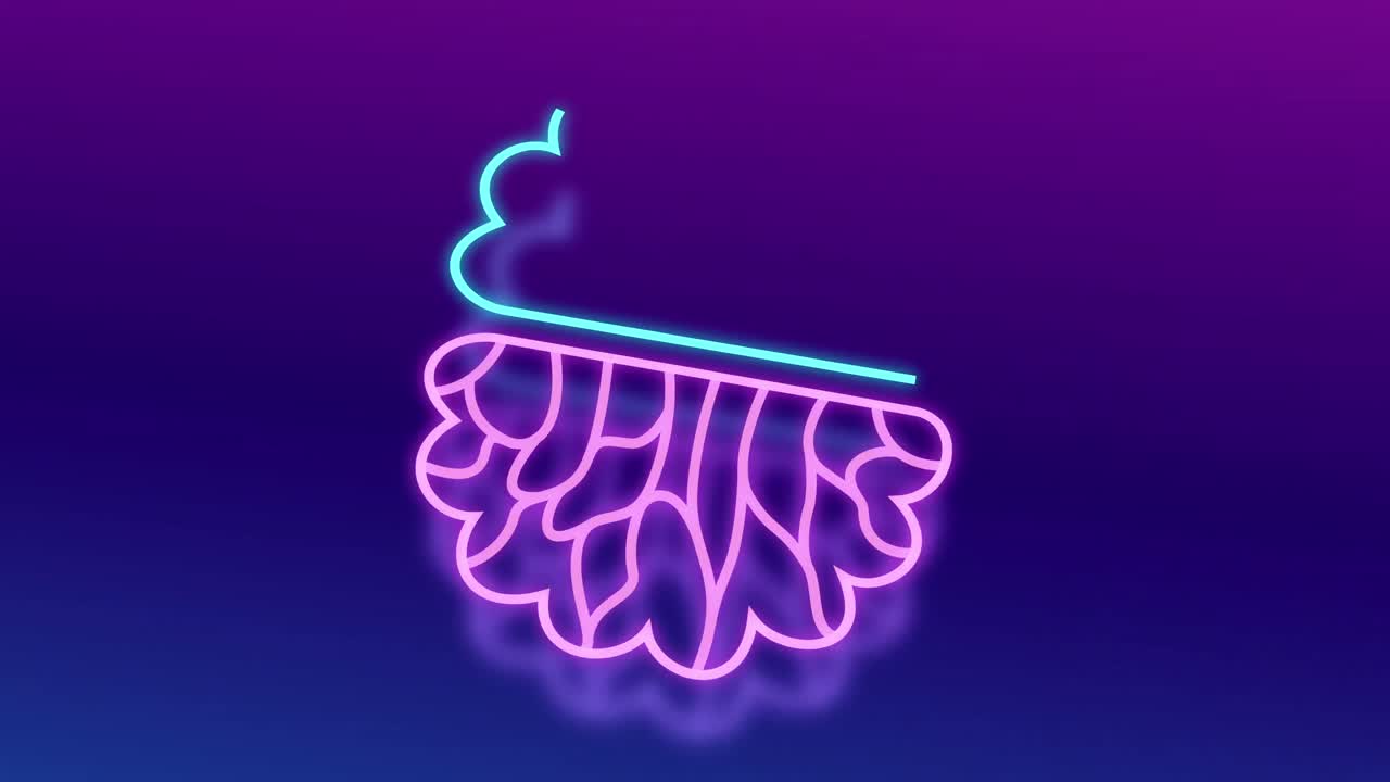 animación del cerebro digital con texto ai en fondo azul.