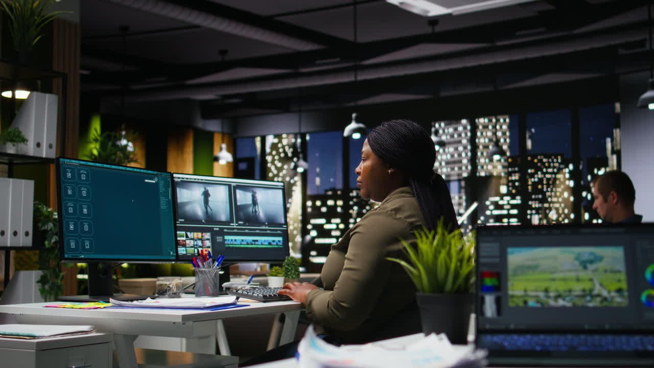 African american videographer working in video production industry