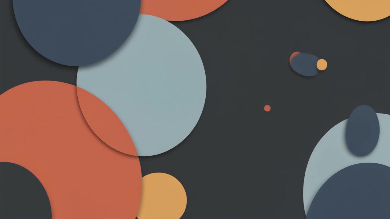 Abstract Motion Graphics with Moving Colorful Circles on Dark Background