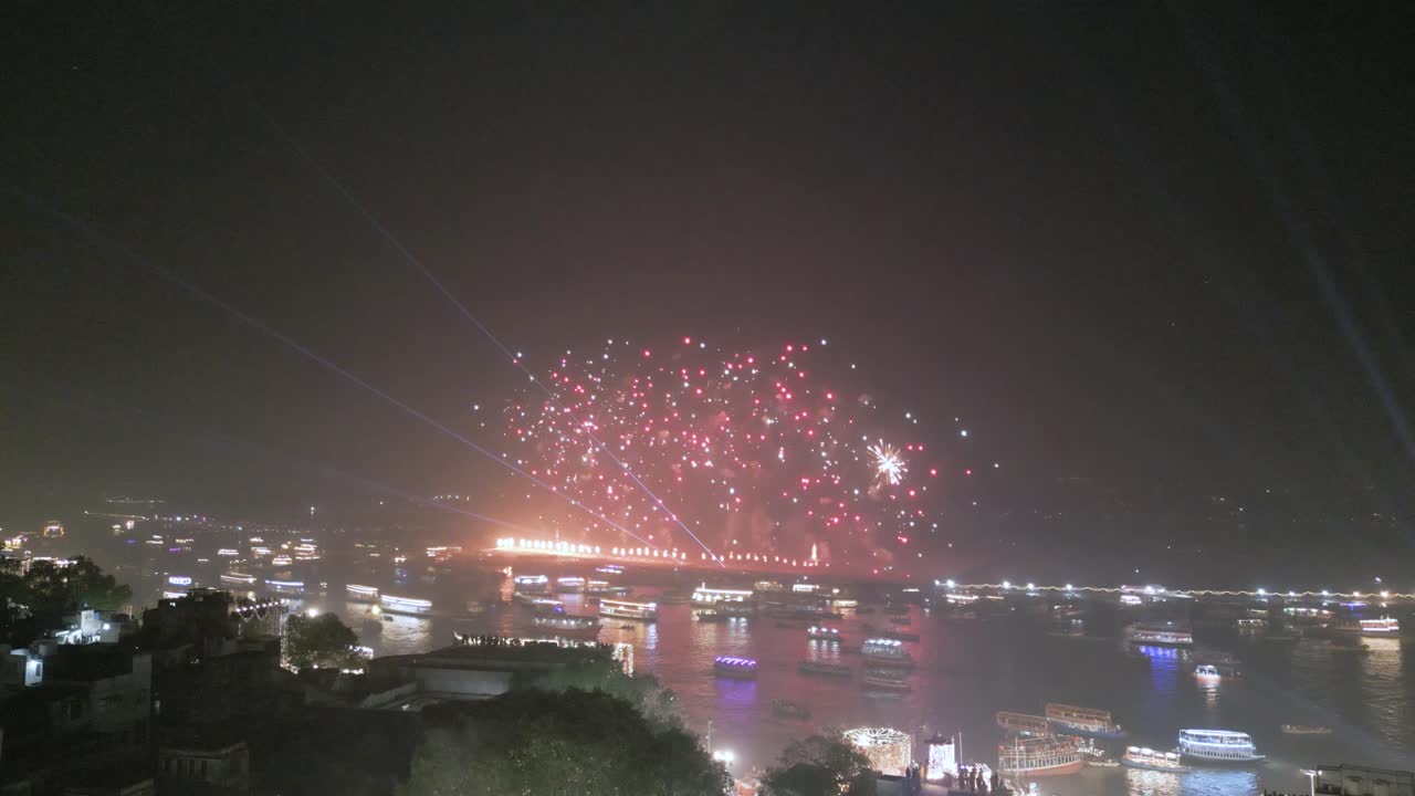 Aerial View of Dev Deepawali Varanasi Fire Cracker