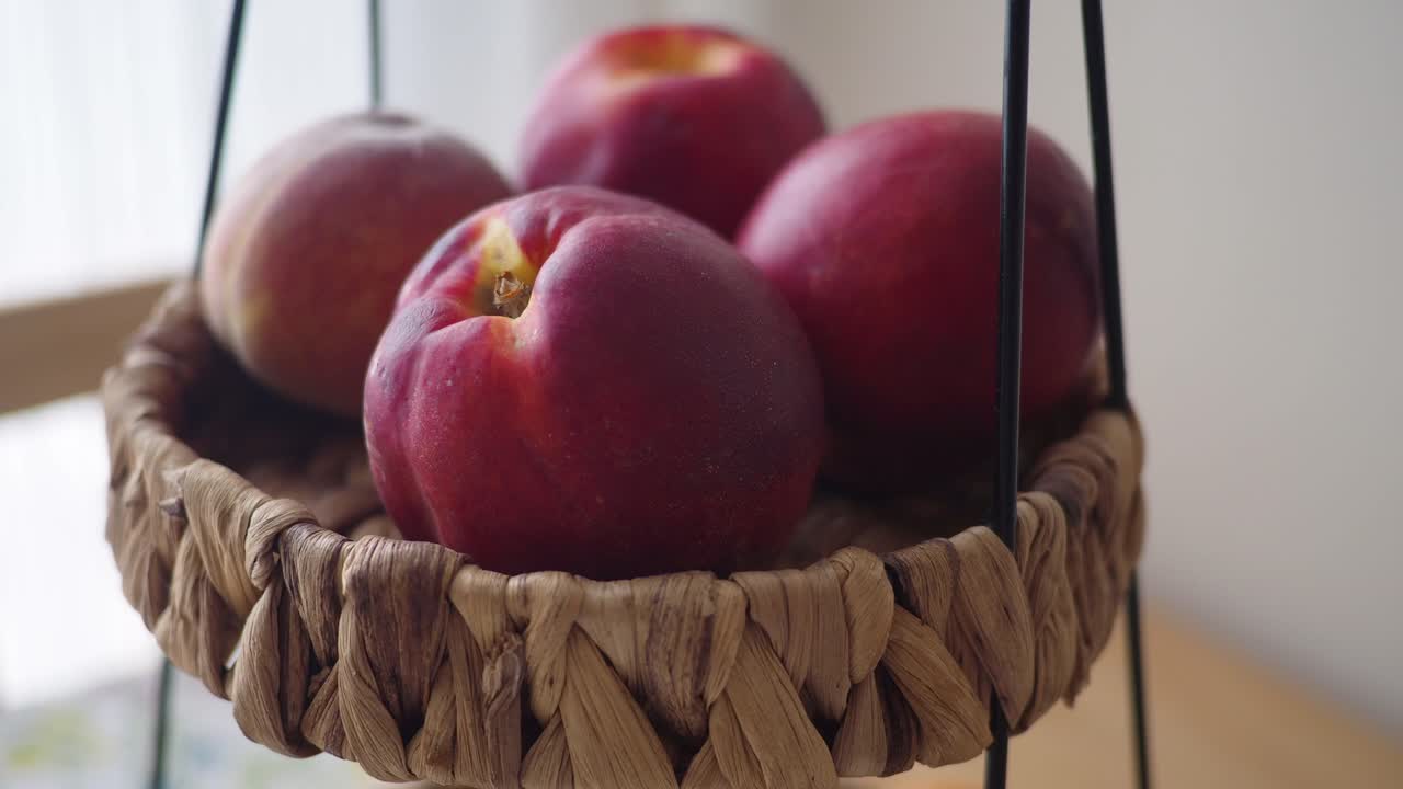 Peaches and Nectarines in a Woven Basket