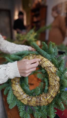 creating a festive straw wreath