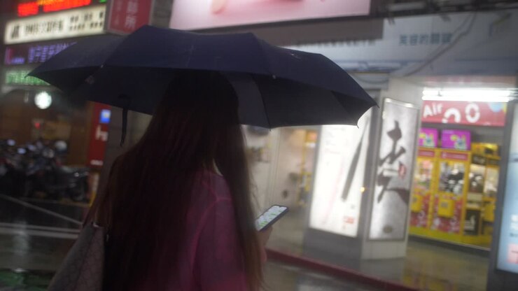 Woman Walking In The Rain