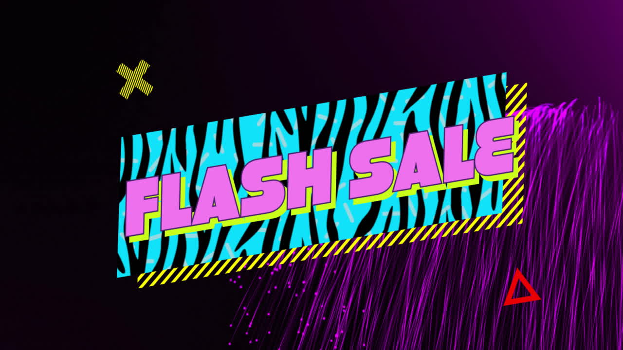 Vibrant zebra pattern and abstract purple background in animation for flash sale
