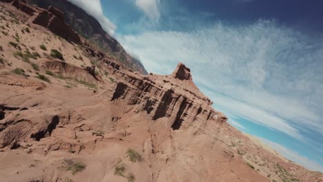 fpv drone view of rocky landscape in quebrada las conchas nature reserve