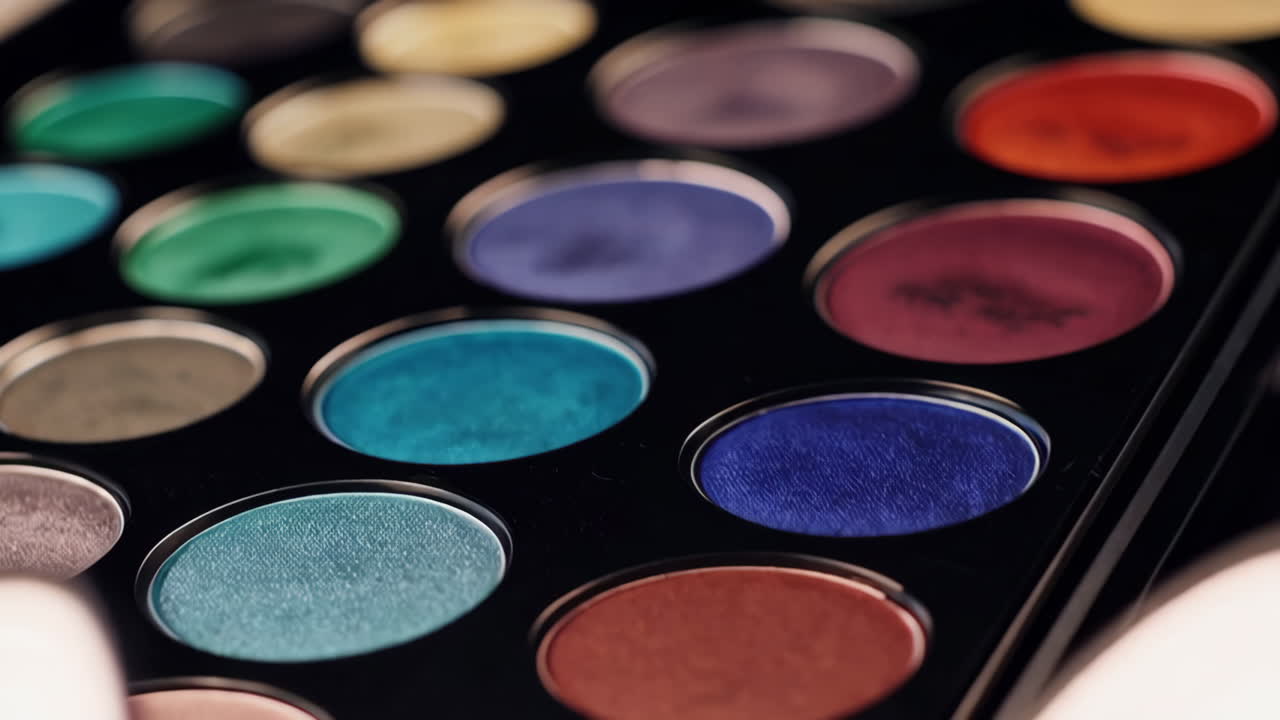 Close-up of Colorful Eyeshadow Palette