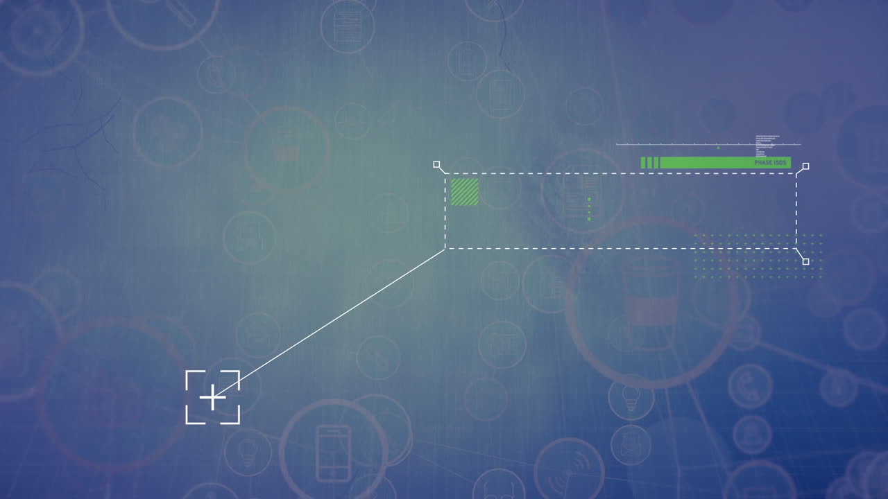 animación de la red de conexiones con iconos sobre el marcador