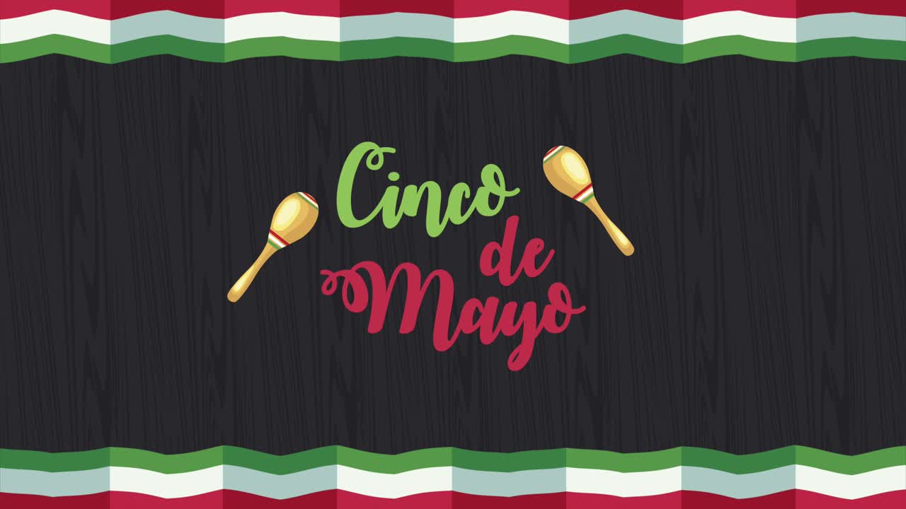 cinco de mayo letras con maracas y bandera