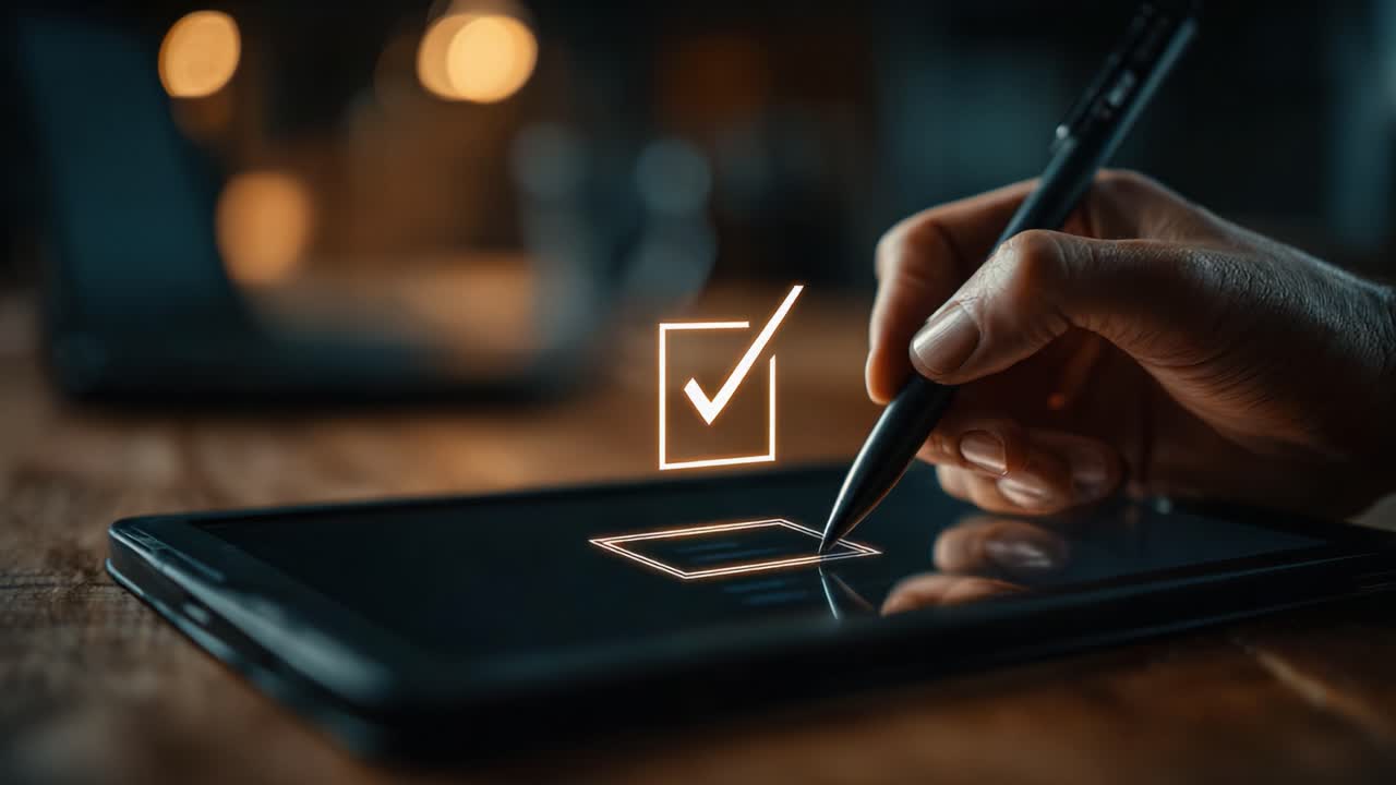 A Digital Signing Experience: Capturing the Moment of Confirmation with a Stylus on a Tablet Screen, Highlighting Engagement in Modern Technology and Communication