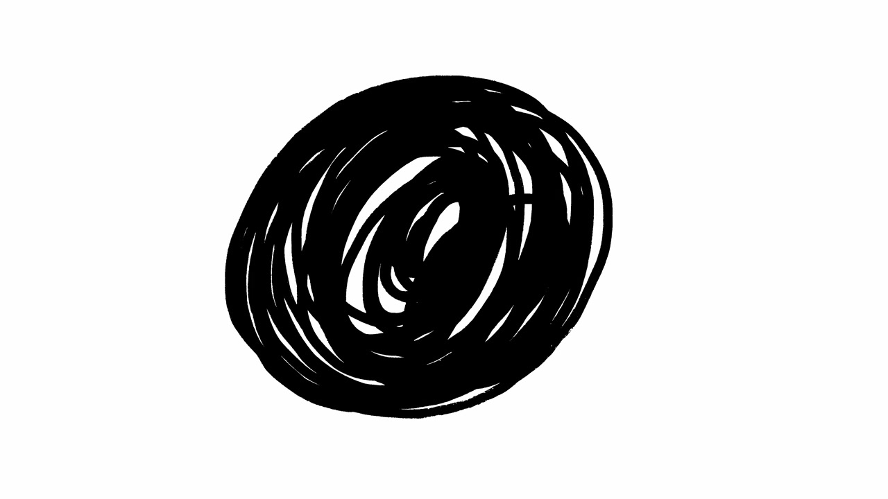 Animazione in loop di un cerchio scarabocchiato nero disegnato a mano