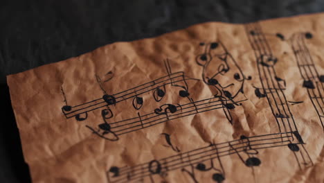 old crumpled sheet music