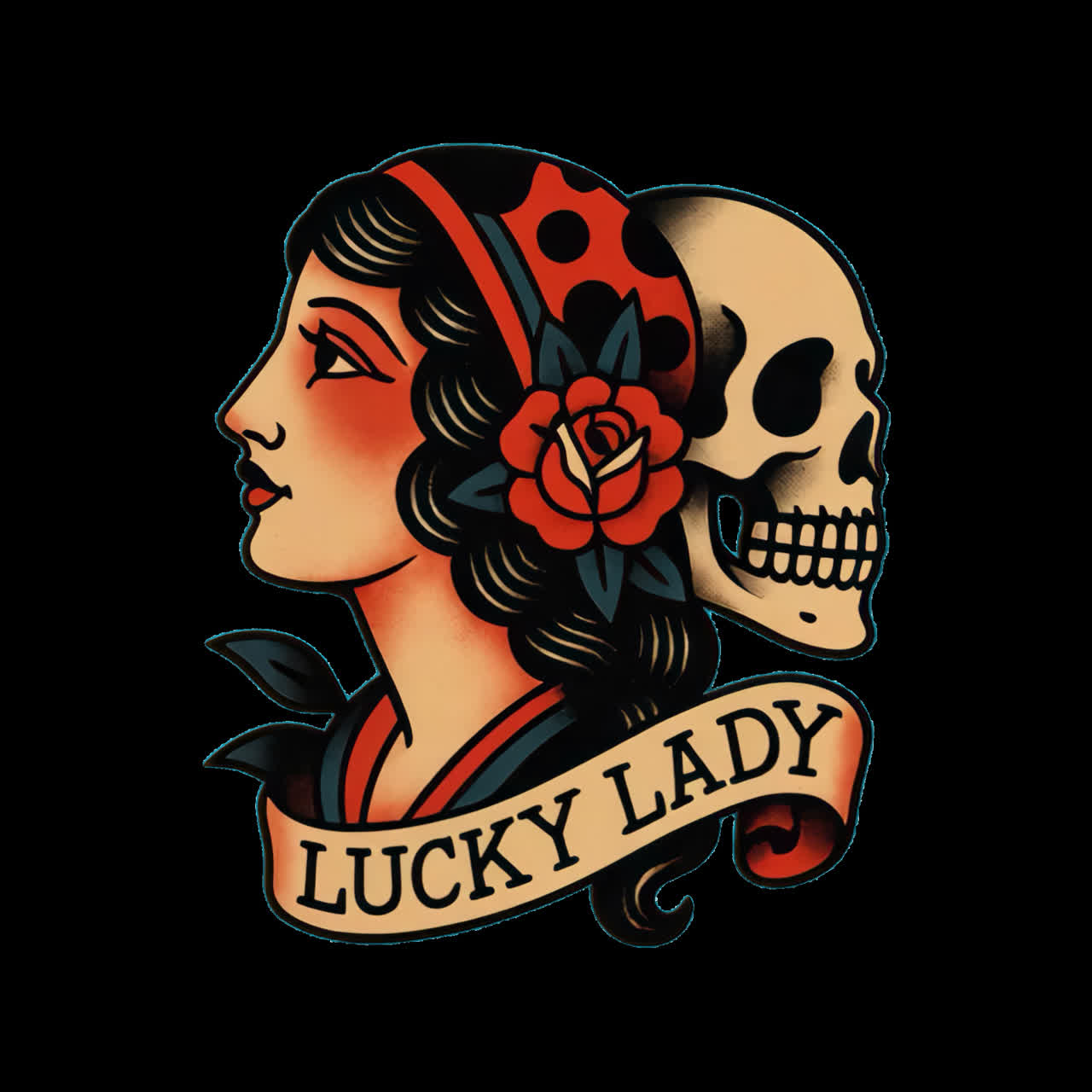 Vintage tattoo with skull animation isolated asset, transparent 4K video, alpha channel, ProRes 4444