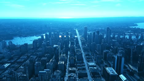 aerial flyover vancouver downtown city main entertainment strip on granville street north to south progressive modern futuristic architectural growth yvr1-2