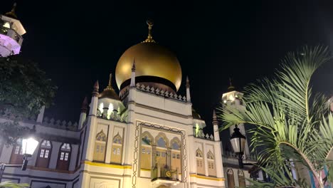 famous sultan mosque at night in singapore