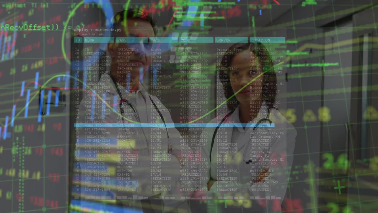 animación del procesamiento de datos sobre diversos médicos