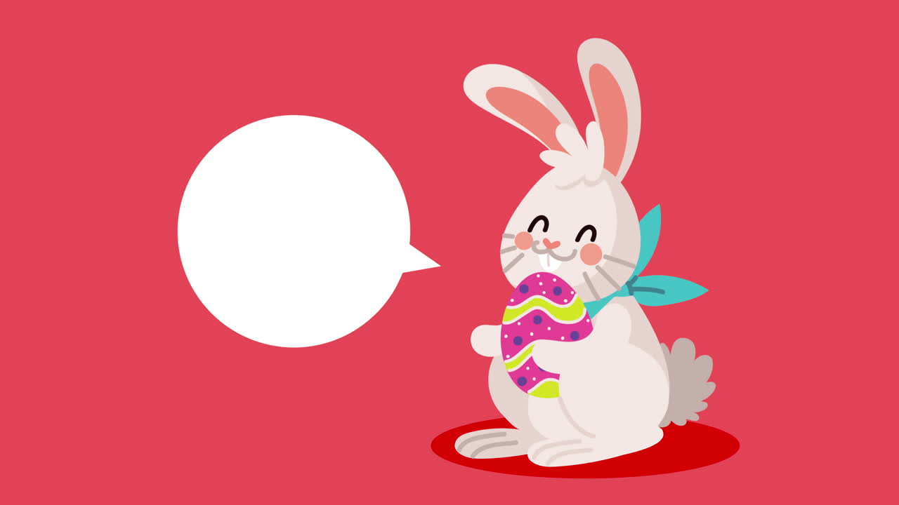 달이 있는 귀여운 부활절 토끼