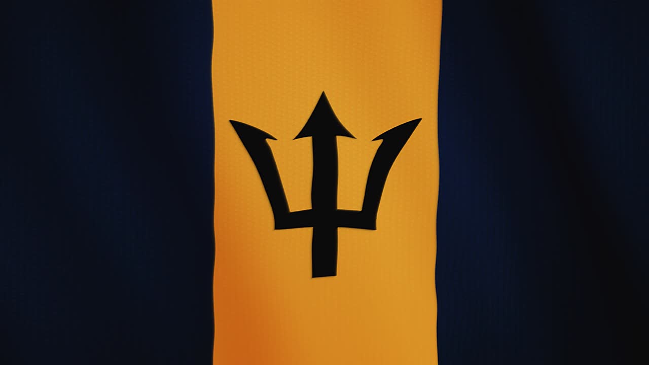 animación de la bandera de barbados agitando. pantalla completa. símbolo del país