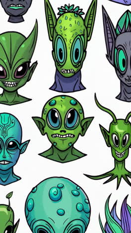cartoon alien and monster characters collection
