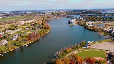 beautiful aerial view of the fox river in wisconsin