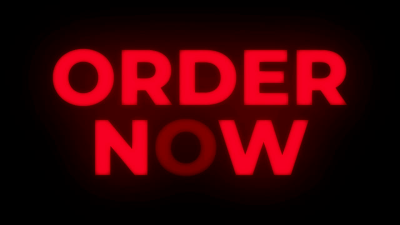 ordenar ahora texto parpadeante visualización bucle promocional.