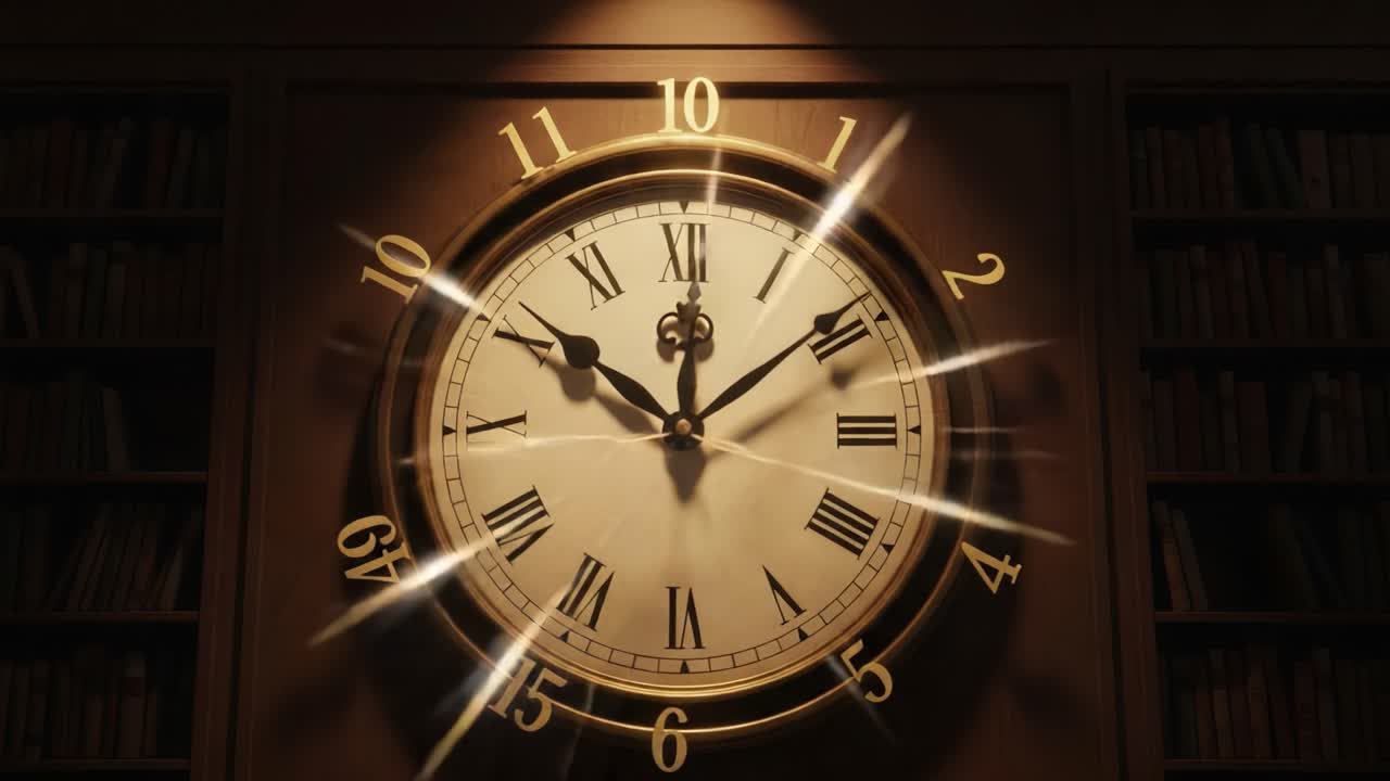 Ornate Wall Clock in a Library Setting