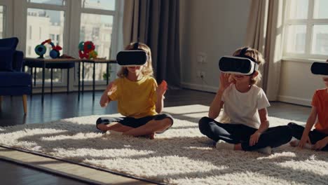 kids playing with vr headsets